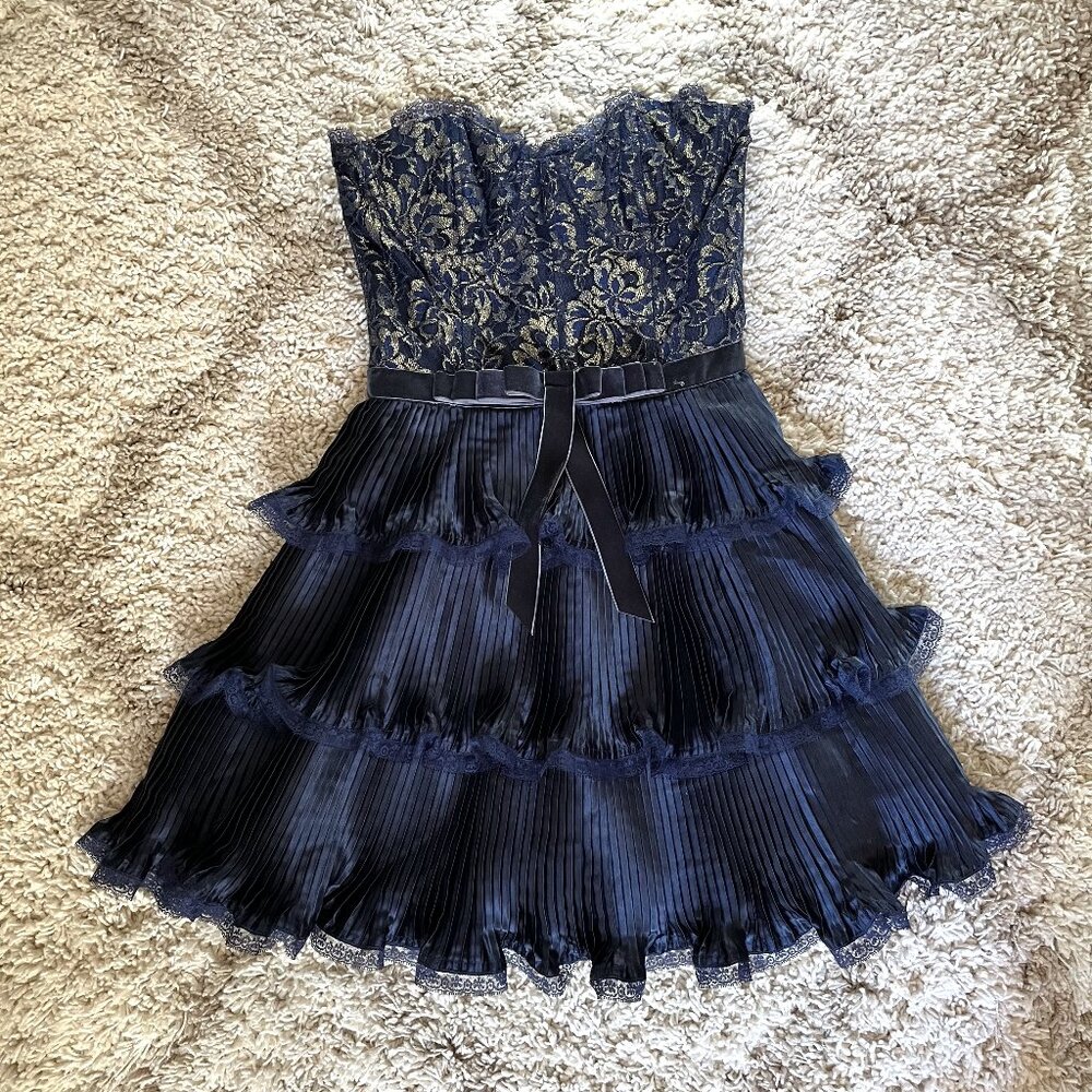 Betsey Johnson Evening Cocktail Dress Navy Blue (Size 6)